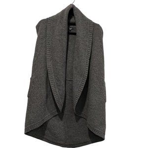 Splendid Women's Long Chunky Hi-low Shawl Collar Vest, Wool, Pockets, Gray, M